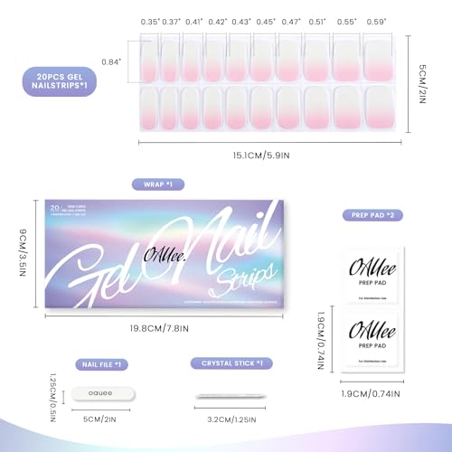 Semi Cured Gel Nail Strips | Gel Nail Stickers with UV Light Required | Salon Quality, Easy Application and Removal£¨Pink Ombre£©