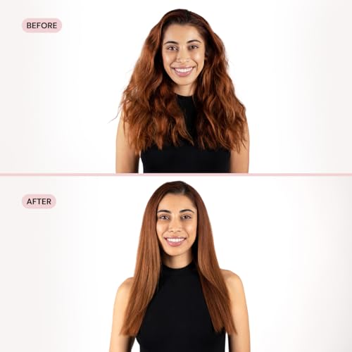 L'ANGE HAIR Le Vite Curve Ceramic Straightening Brush | Heated Straightener Flat Iron for Smooth, Anti Frizz Hair | for All Hair Lengths | Hot Styling Brush for Effortless Straightening (Black)