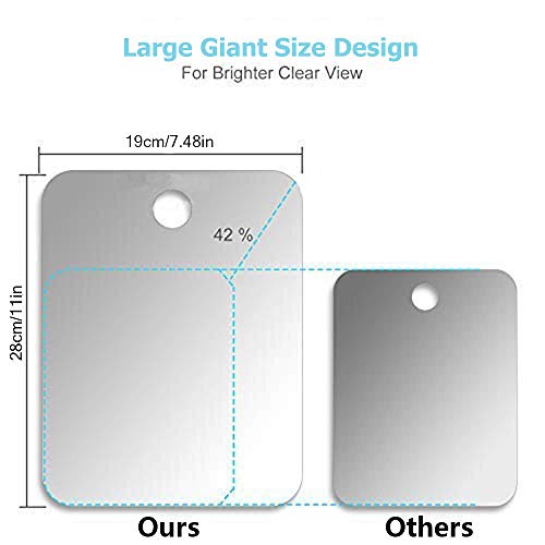 Deluxe Large Fogless Shower Mirror, Fogless Shaving Mirror(7.48 in X 11 ?in), Anit-Fog Shaving Mirror with Hook, Fog Free Wall Hanging Makeup Mirror, Anti Fog Shatterproof Mirror in Bathroom