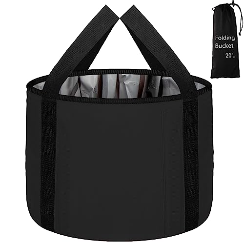 Foot Bath Basin 20L Collapsible Bucket, Portable Foot Soak Tub Feet Soaking Bucket for Outdoor Travel, Camping, Fishing(Black)
