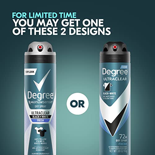 Degree Men Antiperspirant Spray Black + White 3 Count Protects from Deodorant Stains Instantly Dry Spray Deodorant 3.8 oz