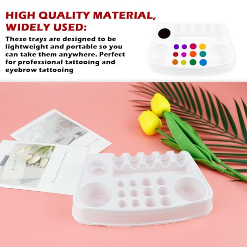 24Pcs Tattoo Ink Cup Tray-Disposable Plastic Pigment Trays Stand for Eyebrow Tattoo Ink Tattoo Ink Cups Holder Supplies Kits