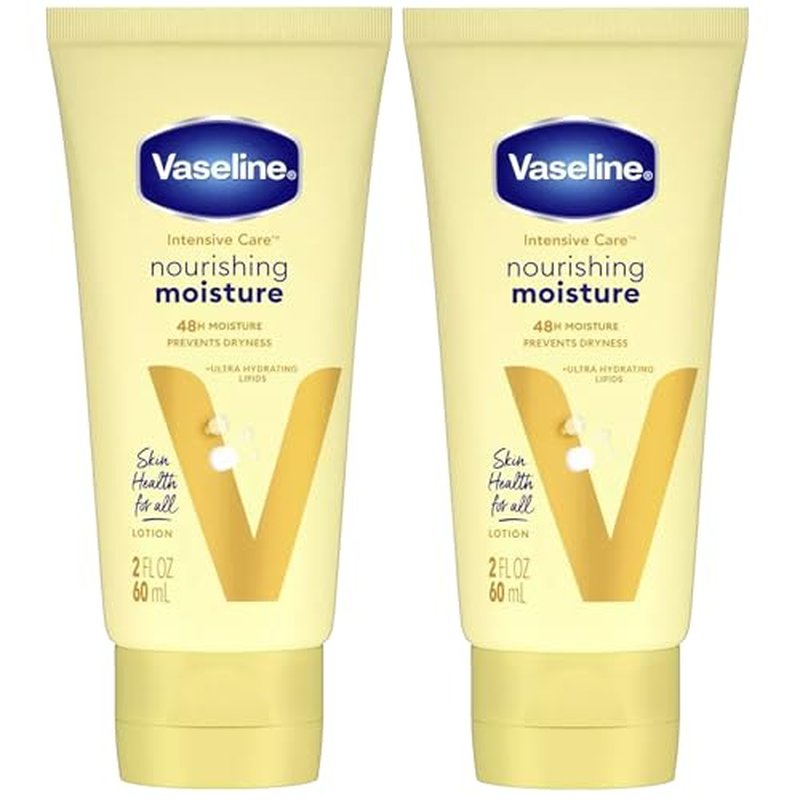 Vaseline Lotion, Intensive Care Nourishing Moisture 2-Pack ? Moisturizer with Oat Extract + Ultra-Hydrating Lipids for Healing Extremely Dry Skin, 2 Oz Ea