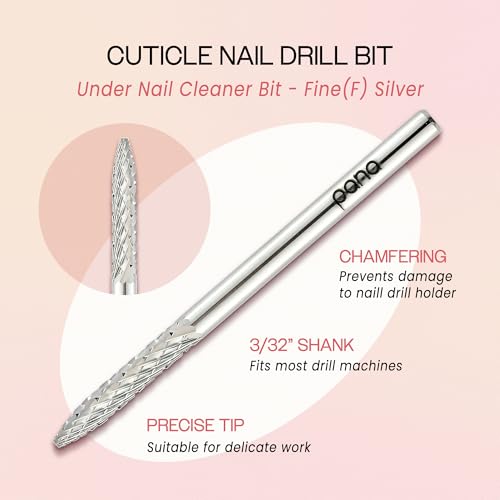 Pana 3/32" Under Nail Cleaner Safety Nail Carbide Bit - For Electric Dremel Drill Machine (Fine, Silver)
