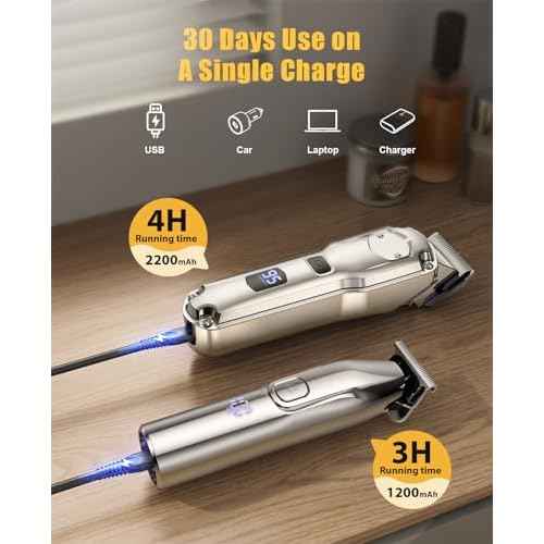 Romanda Clippers and Trimmers Set, Hair Clippers for Men Cordless,Mens Clippers and Grooming Set,Barber Clippers Set