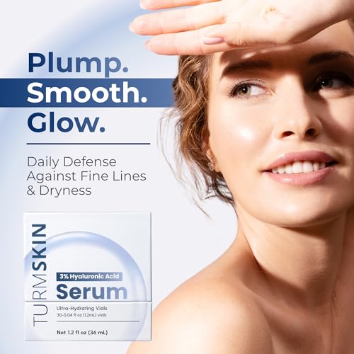 TURMSKIN¢ç Hyaluronic Acid Serum Ampoules [ULTRA HYDRATING VIALS] - 3% Hyaluron Booster for Glass Skin & Anti Aging - 24 Hours Hydration - Soft PE Triple Hyaluronic Complex for Faceskin Repair & Renew