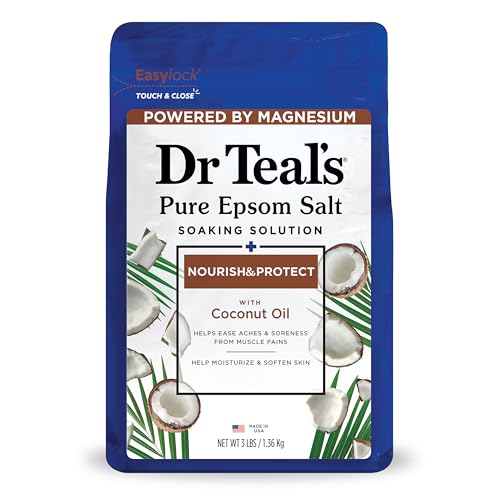 Dr Teal's Salt Soak with Pure Epsom Salt, Nourish & Protect with Coconut Oil, 3 lbs