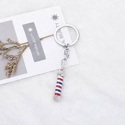 WSNANG Barber Shop Sign Keychain/Necklace Barber Turn Light Pendant Jewelry Hair Stylist Gift
