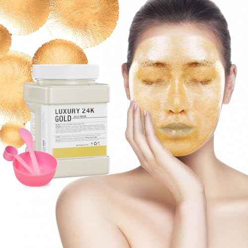 Jelly Mask Powder for Facials,24K Gold Anti-Aging & Firming Jelly Face Mask Hydrating Brighten Professional Peel Off Hydro Face Mask Powder DIY Spa Salon 23 Fl Oz Jar