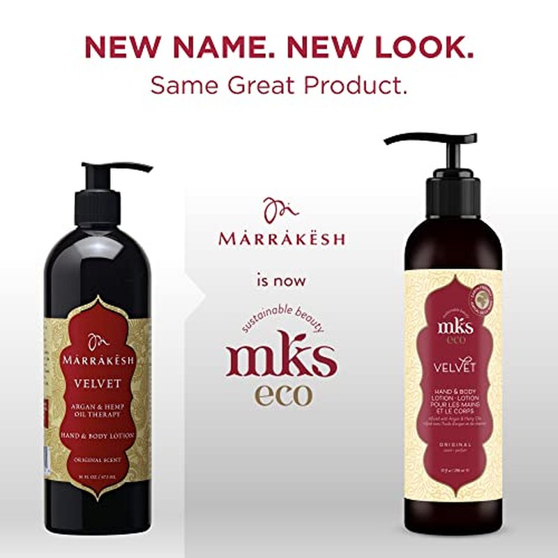 MKS eco Velvet Hand & Body Lotion, Original Scent - 10 oz - Restores Skin Softness, Flexibility & Elasticity - With Moroccan Argan Oil & Hemp Seed Oil - Vegan & Cruelty Free