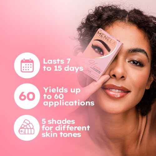 MENELA Eyebrow Henna Tint Kit - Light Brown Brow Color with Bamboo Extract - Natural Look, Easy Application - 2.5g Henna + 15ml Fixer - Ammonia-Free, Vegan, Cruelty-Free