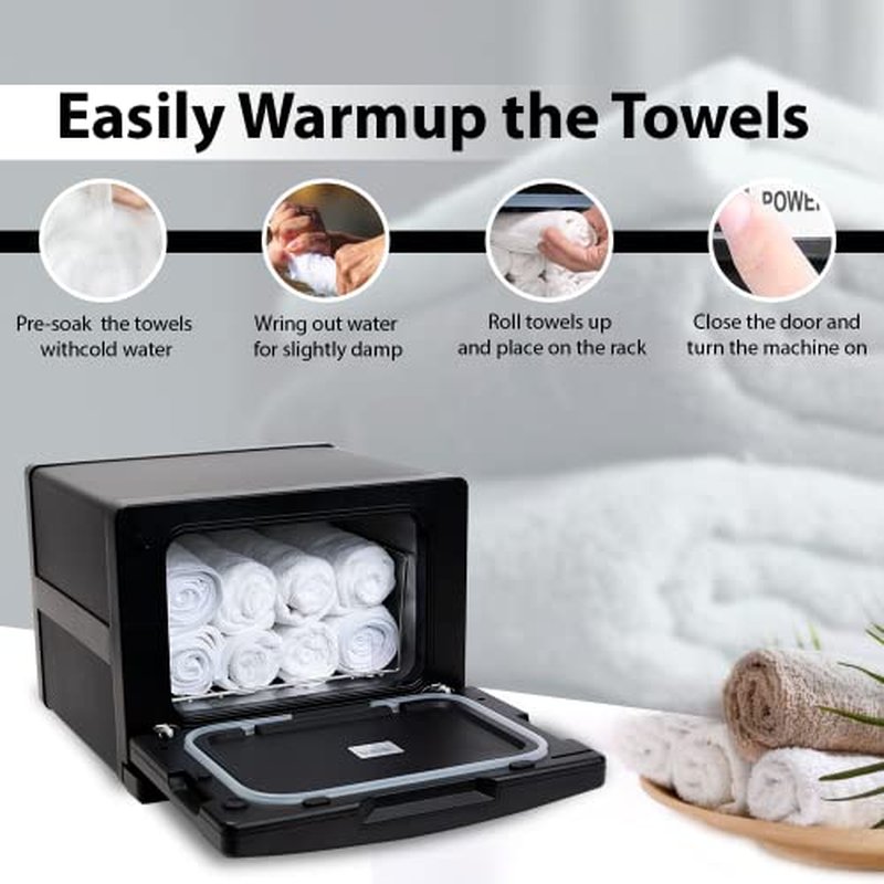 WYZworks ? 7.5L Hot Towel Warmer & UV Sterilizer Cabinet with 158¡ÆF-176¡ÆF Degree Aluminum Electric Interior, Towel Cabinet Heater Equipment for Facial Spa, Salon, and Barber ? Black