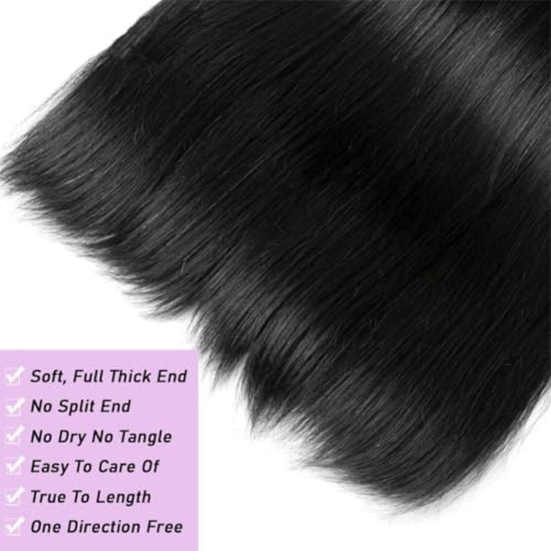 Beautymoon Jet Black 4 Bundles Human Hair Straight Brazilian 14 16 18 20 Inch 100% Unprocessed Virgin Straight Hair 4 Bundles Human Hair Deals Hair Extensions
