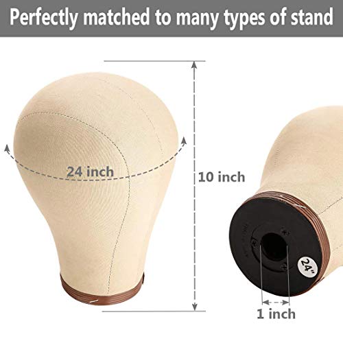 21''-24''Inch Wig Head Cork Canvas Block Head Mannequin Head With Stand for Making Wigs (22 inch, Brown)