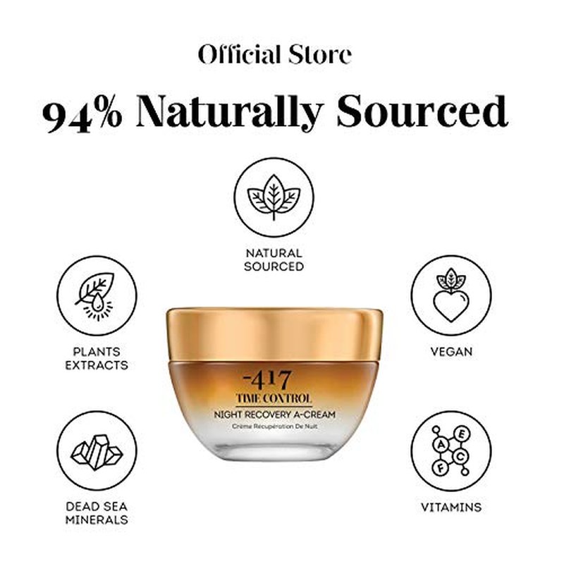 -417 Dead Sea Cosmetics Time Control Night Recovery A Cream & Face Moisturizer, Wrinkle Recovery Anti-Aging Face Cream