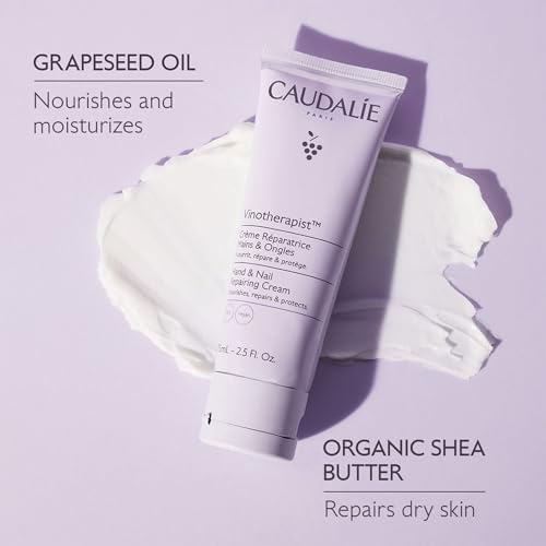 Caudalie Vinotherapist Hand and Nail Cream with Shea Butter and Grapeseed Oil, Vegan and Dermatologically Tested