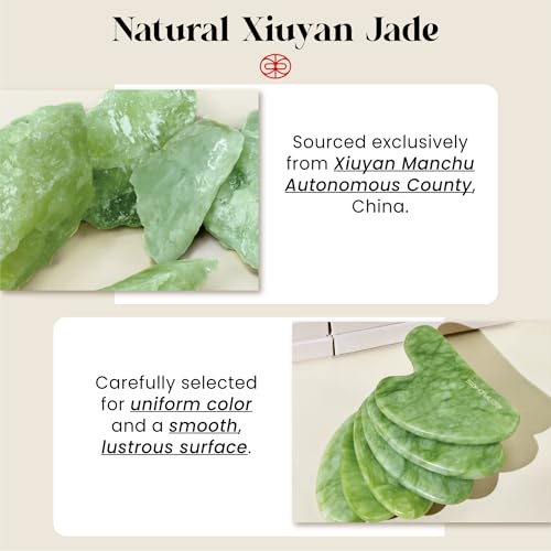 Rena Chris Gua Sha and Face Roller Set: Anti-Breakage Jade Roller for Long-Lasting Use, Jawline Sculpting and Puffiness Reducing, Gua Sha Facial Tools for Self Care Gift (Green)