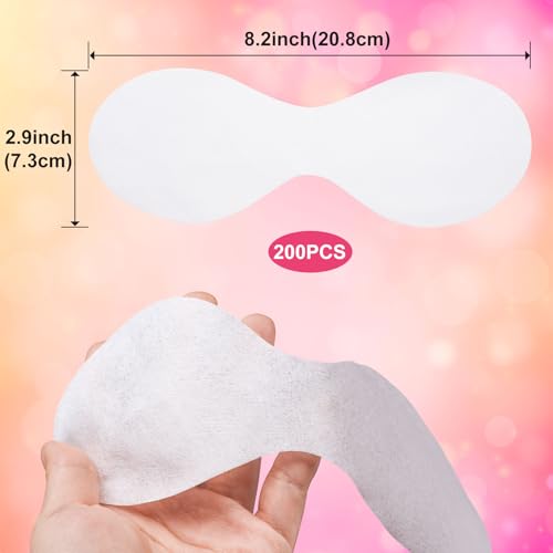 200 Sheets Disposable Eye Masks Non Woven, Cotton Paper Facial Eye Covers DIY Clear Spa Cosmetic Paper Sheets for Skincare Wrap Moisture Retention