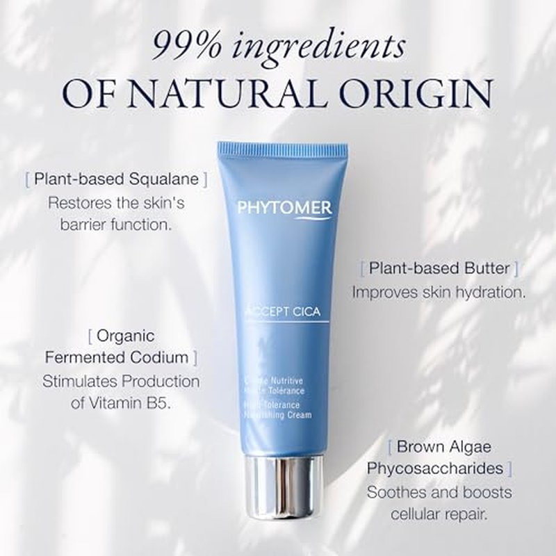 Phytomer Accept Cica High Tolerance Nourishing Face Cream | Soothing Moisturizer for Sensitive Skin to Repair & Rebuild Skin Barrier | With Vitamin B5 & Squalane | 50ml