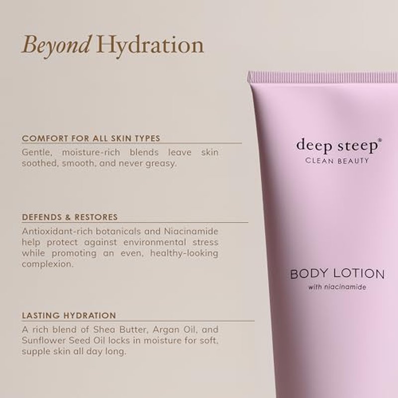 Deep Steep Body Lotion, Brown Sugar Vanilla, 8 oz ? Moisturizer with Coconut Oil, Shea Butter, Argan Oil, Aloe Vera & Niacinamide ? Vegan, Clean Beauty, Daily Skin Hydration