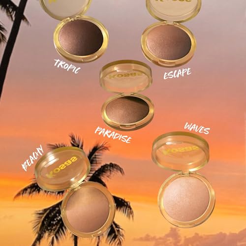 Kosas Sun Show Glowy Warmth Baked Bronzer - Contouring Powder for Cheekbones, Nose & Jawline - Enriched with Concentrated Fatty Acids - Talc-Free, Vegan & Hypoallergenic - Waves