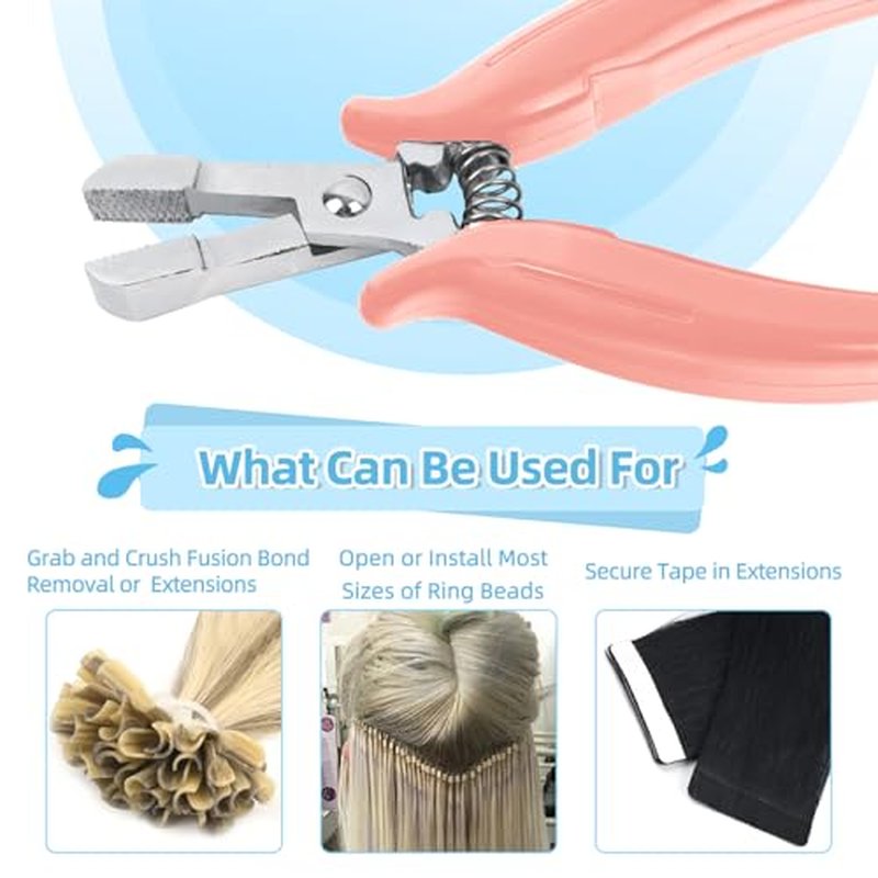 Fusion Bond Crusher Tool for Keratin Hair Extensions(Thread Shape),Pink