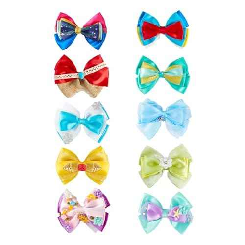 10pcs Princess Hair Bow Clips 4 Inch Women Girls Hair Accessories Party Gift Set
