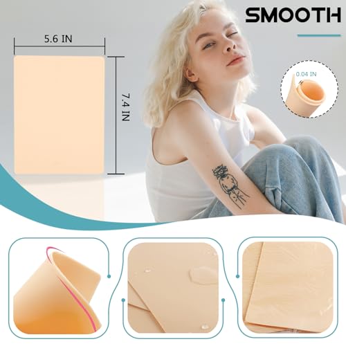 WZPB Tattoo Skin with Transfer Paper - 40Pcs Fake Skin and Stencil Paper Kit Including 20Pcs Double-Sided Practice Skin and 20Pcs Tattoo Transfer Paper for Beginners and Artists