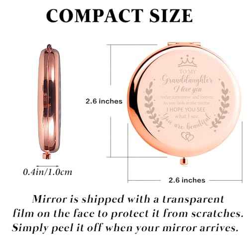 Soulpetals Granddaughter Gifts from Grandma,Granddaughter Gifts, Birthday Gifts for Granddaughter,to My Granddaughter Makeup Compact Mirror
