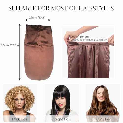 19 Momme 100% Mulberry Silk Cap for Sleeping Women,Adjustable Long Silk Bonnet for Curly Hair Elastic Night Cap