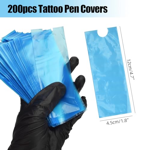 200pcs Tattoo Pen Machine Covers Disposable Cartridge Tattoo Machine Covers 1.77''x4.72" Tattoo Pen Bags for Tattoo Supplies Tattoo Machine Gun Accessories (200pcs Pen Bags)
