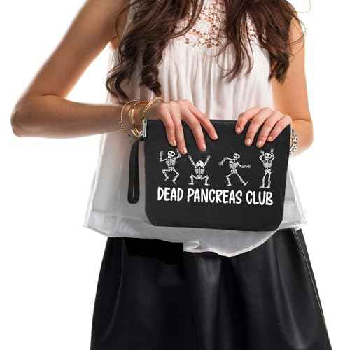 Dead Pancreas Club Cute Skeleton Diabetic Travel Cosmetic Bag, Diabetes Awareness Gifts, Funny Diabetic Bag Gift for Men Women Grandma Grandpa Mom Dad Aunt Uncle Sister Brother
