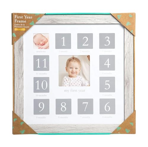 Kate & Milo My First Year Frame, Newborn To First Birthday Photo Frame, Baby Keepsake Nursery Frame, Rustic Wood
