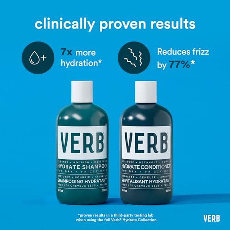 VERB Hydrate Shampoo + Conditioner Duo - Cleanses + Nourishes Dry + Frizzy Hair to Smooth + Reduce Frizz - Amber + Warm Jasmine Scent