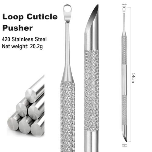 Pre-treatment Cuticle Pusher, Russian Prep Nail Pushers, Dual Ended Cuticle Remover with 100/180 Grit Sandpaper Sheets, Nail Care for Manicure Pedicure Nail Art
