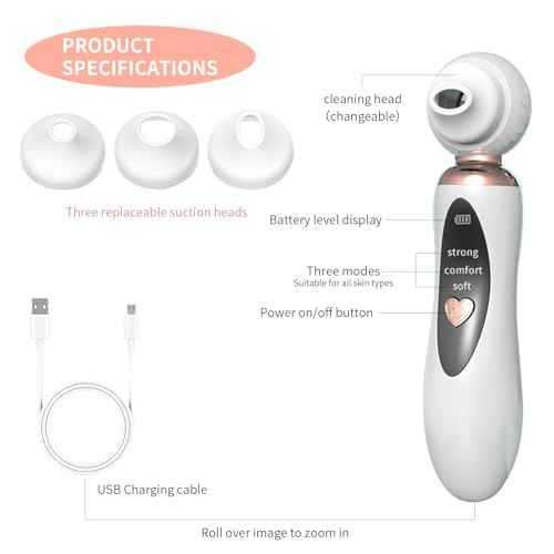 2025 Blackhead Remover Pore Vacuum, Visual Rechargeable Blackhead Vacuum Facial Pore Cleaner-3 Suction Soft Silicone,3 Probes,USB Kit Electric Acne Extractor Tool for Adult