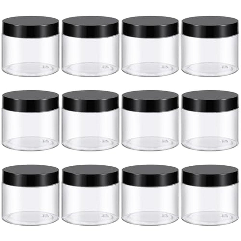 48 Pack 6 Oz Plastic Container Jars with Lids BPA Free, Empty Round Clear Cosmetic Containers Plastic Slime Jars for Lotion, Cream, Ointments, Body Butter, Makeup, Travel Storage