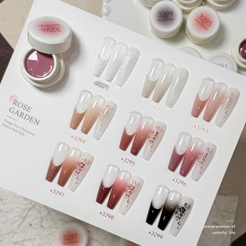 GAOY Patting Gel Nail Polish Kit, 9 Colors UV LED Ombre Painting Gel with Sponges, Soak Off Pigmented Colors, Beginner Friendly Gradient & Aura Nail Art Set for Home & Salon Use, Rose Garden