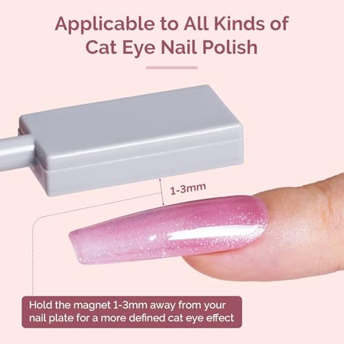 MelodySusie Nail Magnet Set 12PCS, Cat Eye Gel Nail Polish Magnets, Square Round Double Ended Magnet Stick, Cat Eye Magnet for Nails, Strong Magnetic Nail Polish Magnets Nail Design Tools