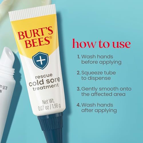 Burt's Bees Stocking Stuffers, Cold Sore Treatment and Medicated Lip Balm, With Menthol and Eucalyptus Oil, Natural Origin Skincare, 2 Tubes, 0.07 oz./0.15 oz.