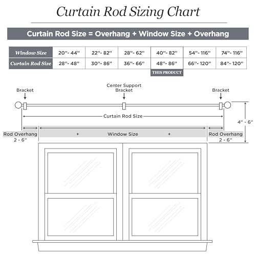 Kenney Chelsea Ball End Window Curtain Rod, Adjustable 48 to 86 Inch Extendable Rod Set, Weathered Brown