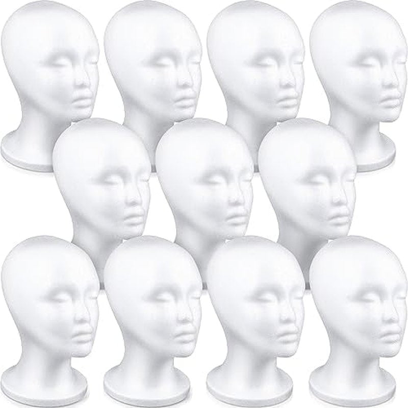 Thyle 10 Pcs Foam Wig Head Bulk Wig Display Mannequin Head Stand Model Foam for Style, Masks, Hats, Wigs, Salon and Travel, Halloween Decoration (Female)