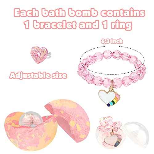 Bath Bombs for Kids Girls with Surprise Inside 6 Large Organic Bubble Kids Bath Bombs with Jewelry Toys Inside Safe & Natural Bathbombs Birthday Christmas Easter Surprise Princess Gifts Set for Girls