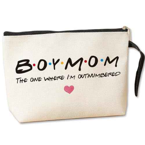 Jztco Boy Mom, Baby Shower Gifts for Moms First Time, Christmas Birthday Unique Thanksgiving Funny Mothers Day, New Moms to Be - Boy Mom The One Where I'm Outnumbered Makeup Bag