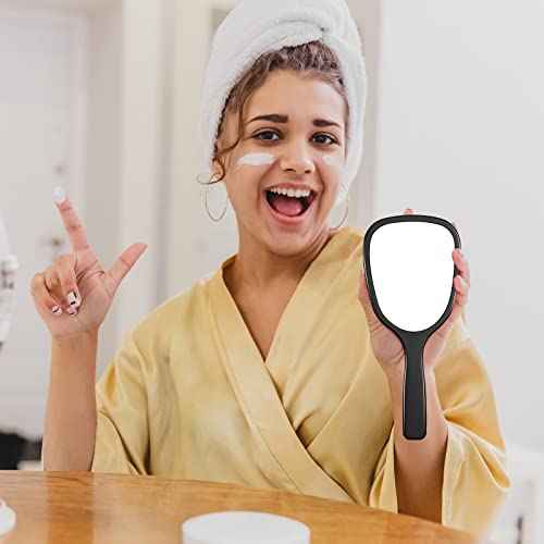 60 Pcs 7.08 x 3.14 Inch Hand Handheld Mirror with Handle Plastic Compact Travel Makeup Cosmetic Mirror Small Personal Portable Hand Held Mirror for Home Vanity Camping (Black)