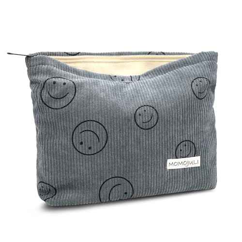 Corduroy Makeup Bag Cosmestic Bag Large Capacity Ladies Women Aesthetic Make Up Organizer Accessories Zipper Pouch Purse Grey