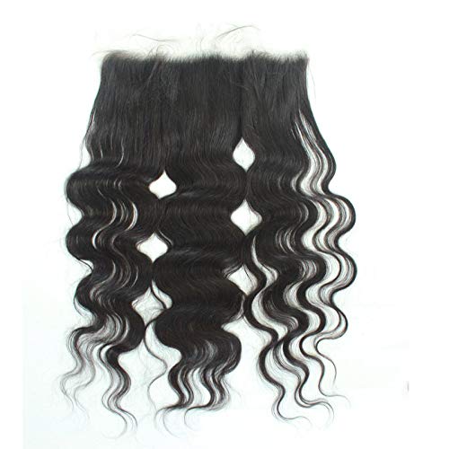 13X6 Ear To Ear Full Lace Frontal Closure - 14 Inch Natural Color, Pre-Plucked Body Wave Human Hair