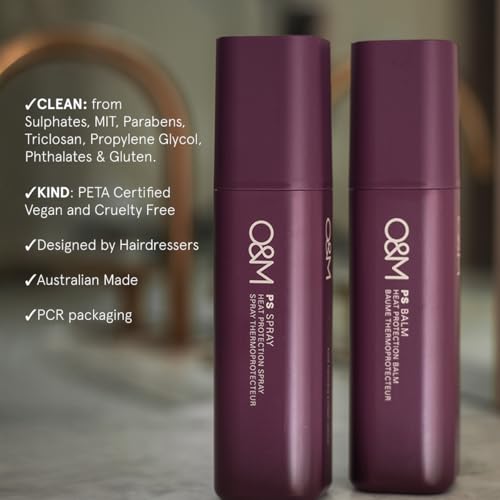 O&M PS Hair Spray Heat Protectant, Curly Hair Products, Hydrates & Strengthens, UV Protection Hairspray, Fights Frizz, Locks in Moisture, Vegan, Non-Toxic, Shine Enhancer Spray, 150ml