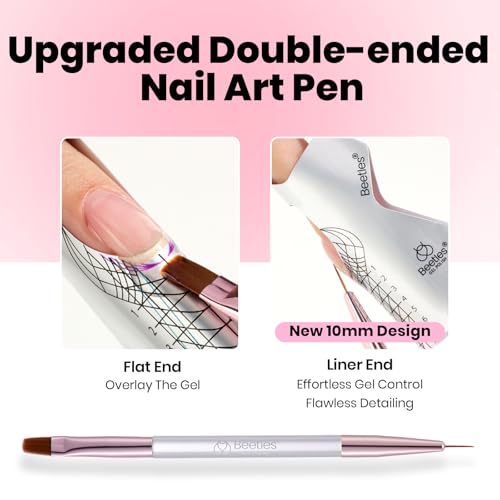 Beetles Builder Gel for Nails-3 Colors 9 in 1 Nail Extension Sculpting Building Clear Nude Pink Hard Gel Kit with Base Top Coat for Pros Women,UV & LED Lamp Cured Needed