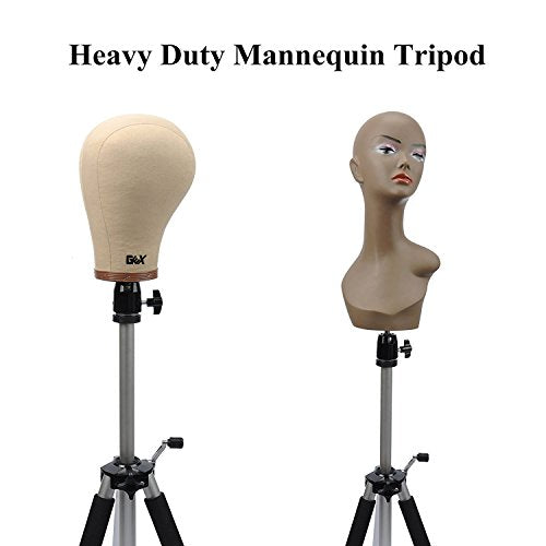 GEXWORLDWIDE GEX 63" Heavy Duty Mannequin Tripod Stand for Wig Cosmetology Training Practice Doll Manikin Head Tripod Wig Stand With Travel Bag (Silver)